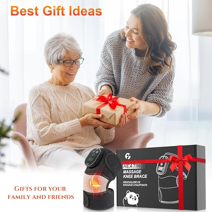 Electric 3-in-1 Cordless Heated Massager with Heat for Knee Elbow Shoulder Wrap with 3 Vibration & Heating Modes (2 Pack)