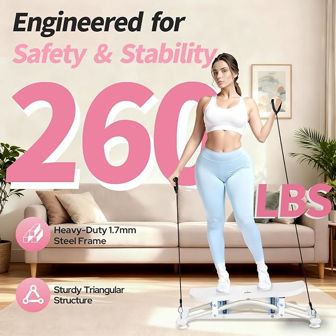 ZCMHAXJ Balance Board for Adults, Ski Machine Exercise Equipment with Resistance Bands, Rock Stepper Featuring LCD Monitor, Portable Wobble Board or Full Body Workout at Home Gym