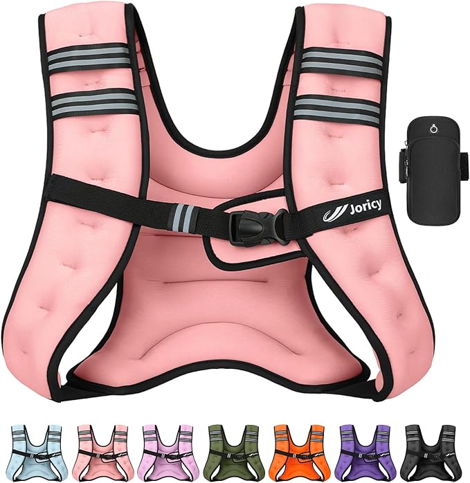 Weighted Vest Woman 5lb/8lb/10lb/12lb/15lb/20lb/25lb/30lb Weight Vest for Women Men, Rucking Vests with Reflective Stripe for Running Workout Walking Strength Training Weight Loss Fitness Weightlifting