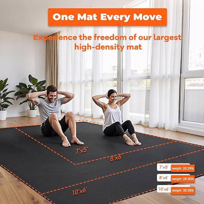 VTORY 7mm Large Workout Mat 7×5 ft – Extra Large Wide Yoga Mat & Pilates Mat Thick, Non-Slip Exercise Mat for Home Gym, Home Workout, HIIT, Strength, Stretching