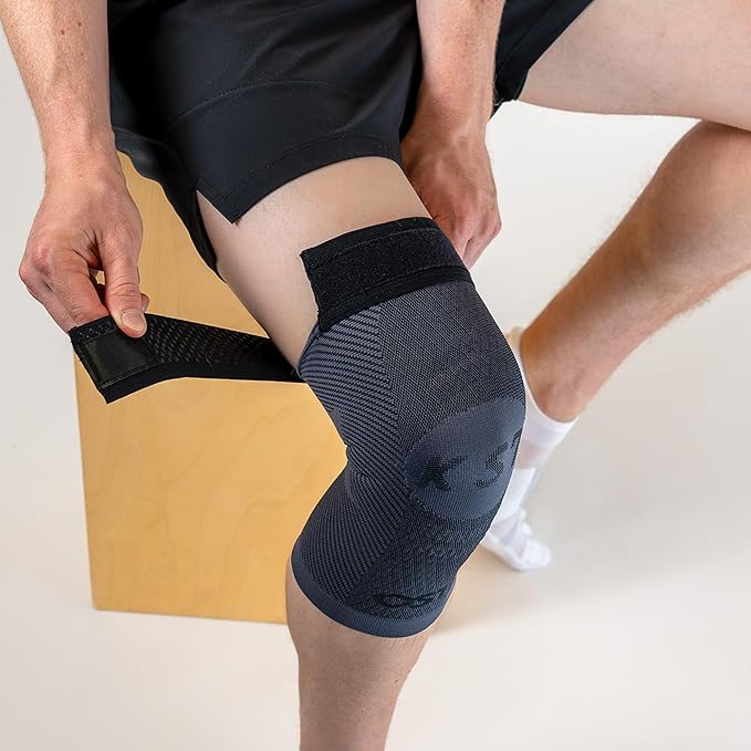 OrthoSleeve KS7+ Adjustable Knee Sleeve for Knee Pain Relief, Running, Tendonitis, Arthritis & Swelling | Medical Grade Compression with Adjustable Strap