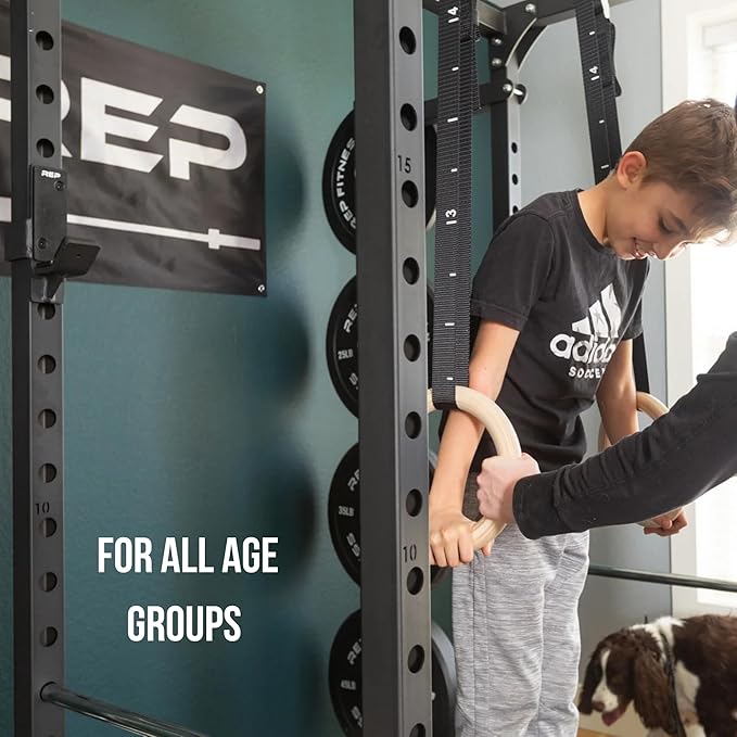 REP Fitness Wood Gymnastic Rings with Numbered Heavy Duty Adjustable Straps - Perfect for Cross-Training Workouts, Gymnastics and Conditioning