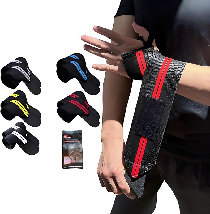 Wrist Wraps for Weightlifting,2Pcs Gym Wrist Wraps with Hand Thumb Loop,Premium Quality Wrist Support,Triple Reinforced Protection,More Elasticity Density Weaving,Suitable for Weightlifting,Fitness