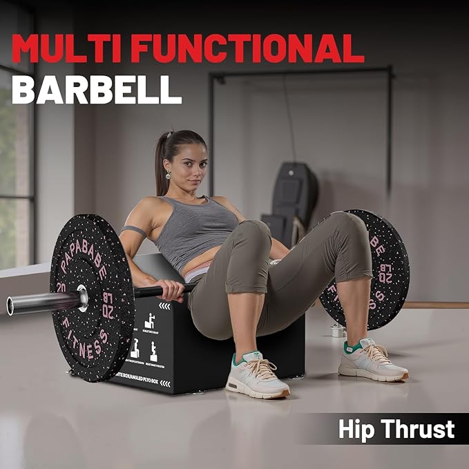 PAPABABE Olympic Barbell, 4ft/5ft/6ft/6.5ft Straight Barbell for Strength Training and Technique Adjusting, 2 inch Womens Olympic Bar with Moderate Knurling For Bench Press, Squats Curls Deadlifts Weightlifting