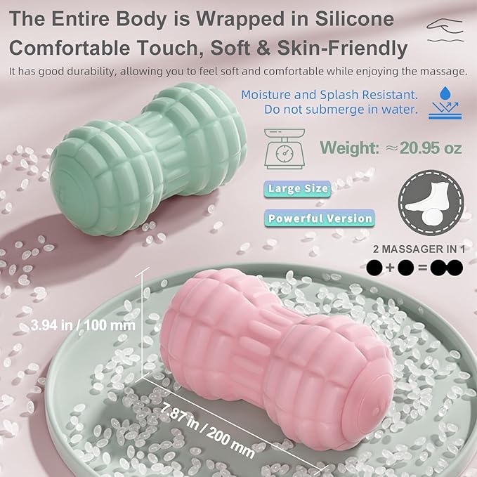 Vibrating Peanut Massage Ball for Back, Neck, Leg, Foot and Body, Portable Deep Tissue Muscle Roller for Trigger Point Massage, Myofascial Release and Psoas Release Tool