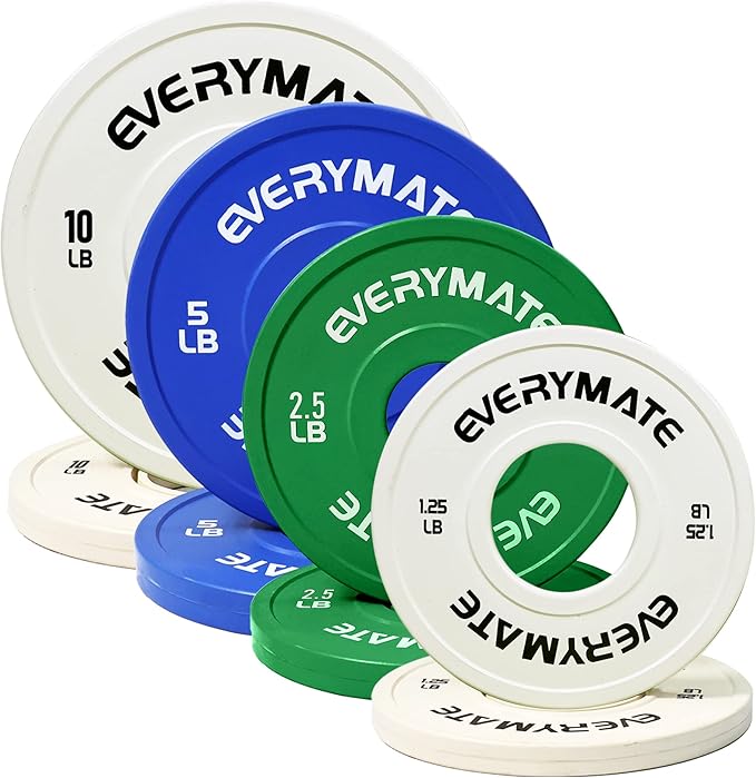 EVERYMATE Change Weight Plates 1.25LB 2.5LB 5LB Set Fractional Plate Olympic Bumper Plates for Cross Training Bumper Weight Plates Steel Insert Strength Training Weight Plates