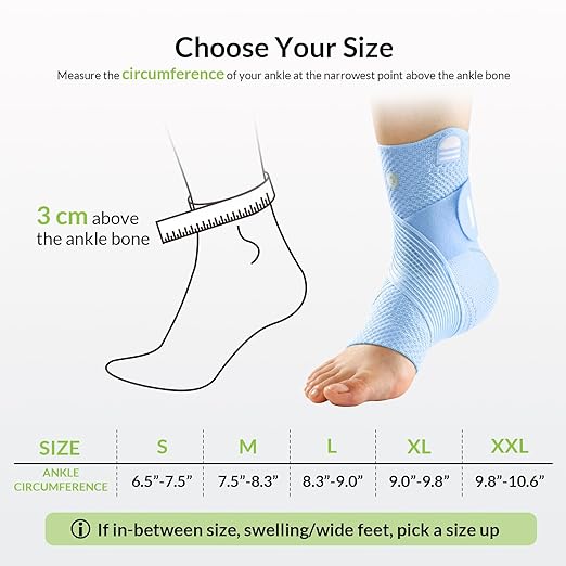 ZOELION Ankle Brace Compression Support with Removable Fishnet Strap, 3D Knit Plantar Fasciitis Relief Achilles Tendonitis Brace, Ankle Compression Sleeve for Pain Relief & Injury Healing, Blue/L