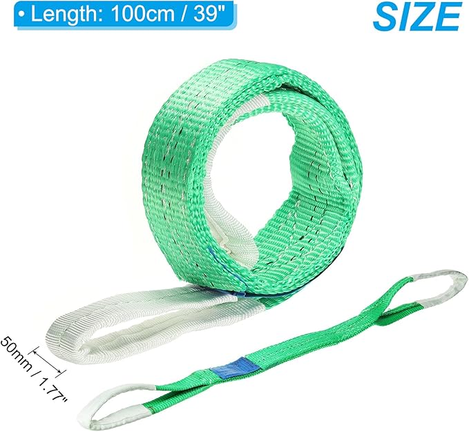 PATIKIL Lifting Slings Straps, 1 Pcs Polyester 3ft Heavy Web Slings Duty Flat Lifting Belts Pull Lifting Straps Slings Mount(4409lbs), Green