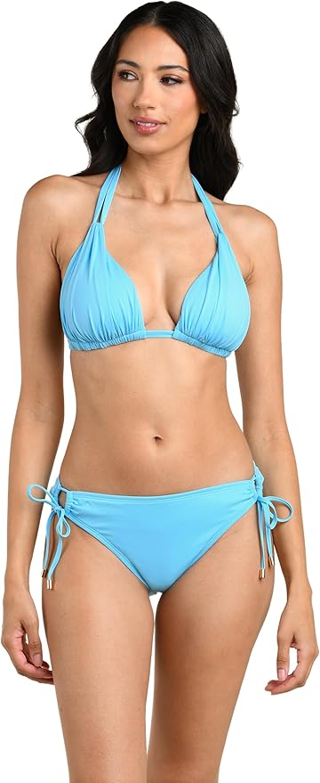 Island Goddess Rouched Halter Bikini Swimsuit Top