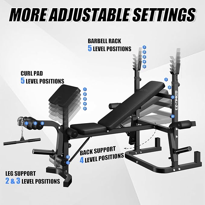 Z3 900LBS Olympic Weight Bench Set with Leg Extension, 9 in 1 Workout Press with Preacher Curl Pad and LAT Pulldown, Strength Training Bench for Home Gym