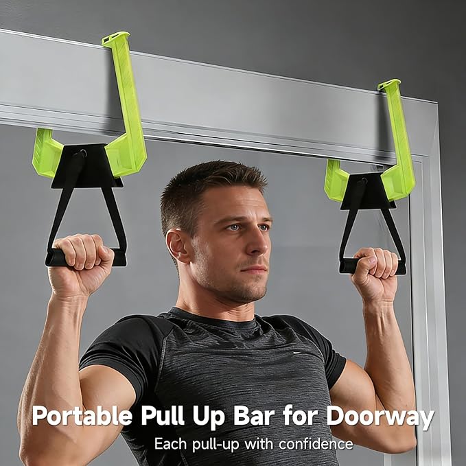 2 Pcs Portable Pull Up Bar for Doorway, Adjustable Doorway Home Gym System, Lightweight Travel Fitness Equipment for Home Office, Support 330 lbs, No Screws Installation