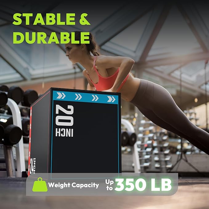 HANDBODE 3-in-1 Plyometric Box, Jumping Exercise Equipment Trainer with Non-Slip Surface for Workout Training, Pro-Duty HIIT Exercise Foam Plyo Box, Home Gym