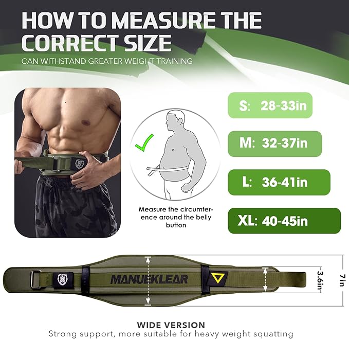 Weight Lifting Belt, Lifting Belts for Women Men,MANUEKLEAR Weightlifting Belt Quick Locking Back Support for Bodybuilding, Fitness, Powerlifting, Cross Training, Squats, Workout, Exercise