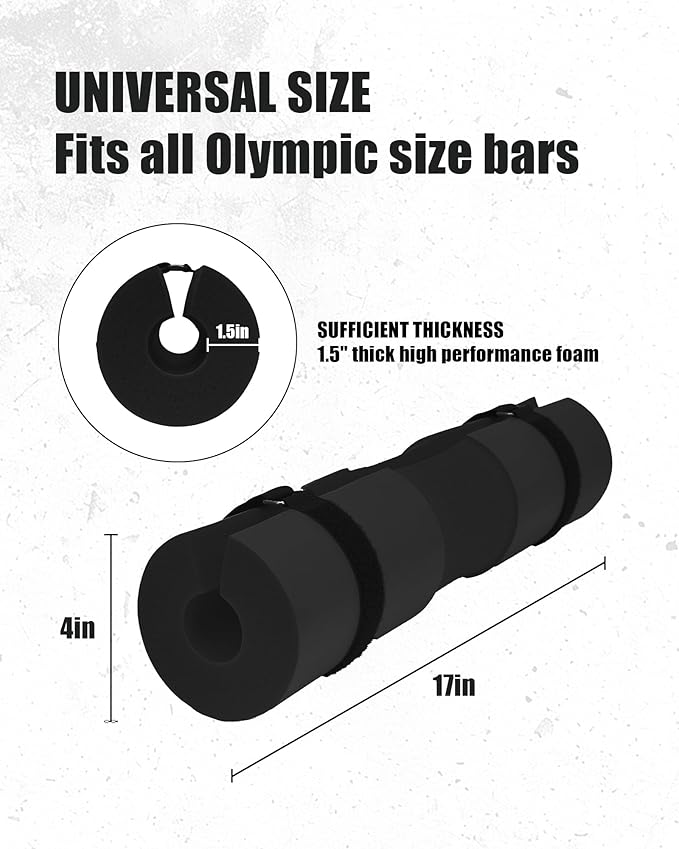 Garvee Barbell Pad, Hip Thrust Pad for Leg Training, Non-slip Thick Foam Squat Pad for Glute Support and Neck & Shoulder Protection with Two Straps, Fits All Olympic Barbell and Smith Machine