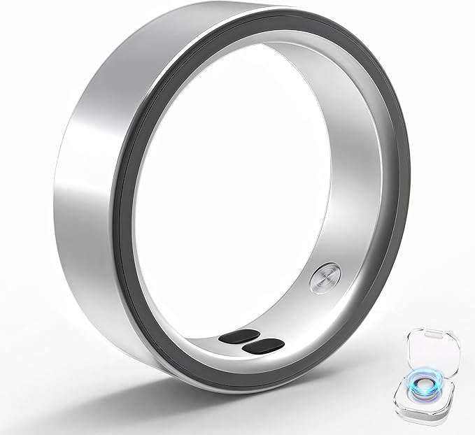 Smart Ring for Women Men,Sleep Tracking Wearable,Fitness Tracker Ring with Step/Heart Rate/Blood Oxygen/Distance/Calorie,Clock Vibration,No Subscription Fee,5ATM Waterproof, iOS&Android(Silver 12)