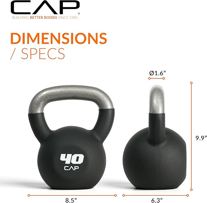 CAP Barbell Cast Iron Kettlebell - Coated Options, Singles and Sets, Multiple Weight Choices
