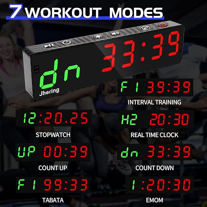 Gym Timer, Portable, Interval Timer with Rechargeable Battery and Built-in Magnet, LED Digital Anti Vertigo Display, Upgraded Workout Clock for Home Gym Garage Fitness