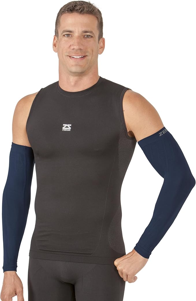 Zensah Compression Arm Sleeves - Made in USA, Thermal Arm Warmers for Cycling and Running with UV Sun Protection