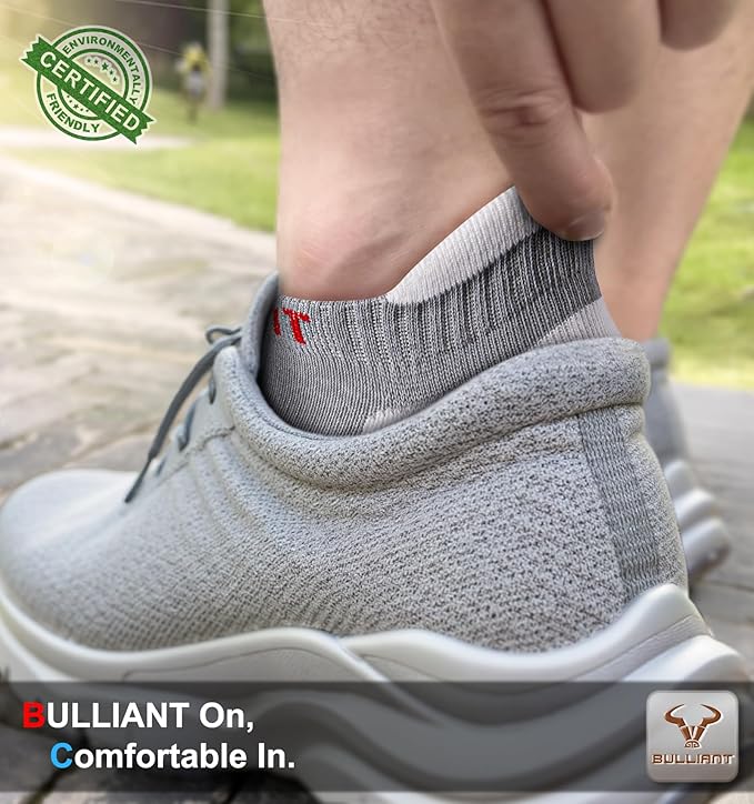 BULLIANT Men Running Socks,Active Ankle Socks No Show For Men With Cushioned Footbed Arch Support Breathable Wicking