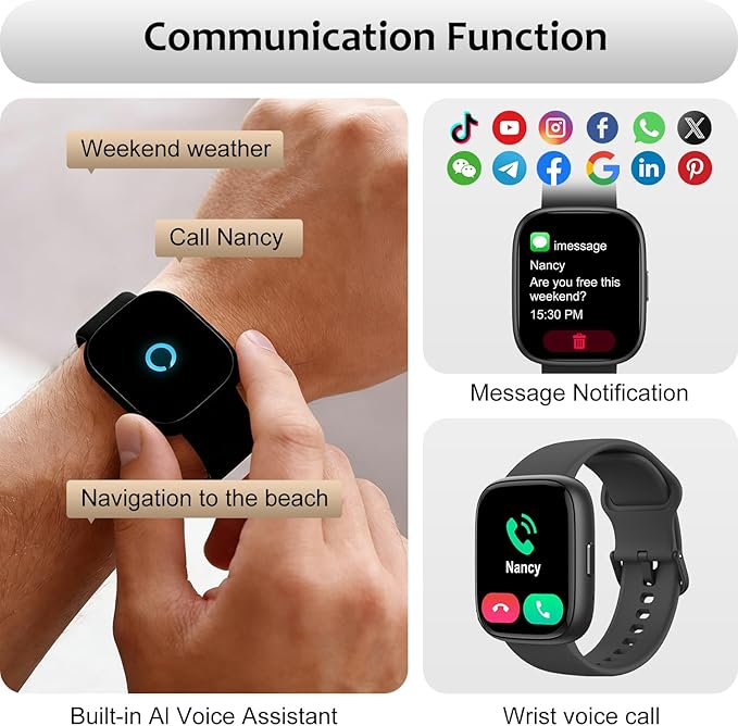 Smart Watch (Answer/Make Call) for iPhone&Android, 1.83" Smartwatches with Sleep Monitor Heart Rate Activity Tracking, IP68 Waterproof, Fitness Tracker 100+Sport, Reloj Inteligente 30 Day+Battery Life
