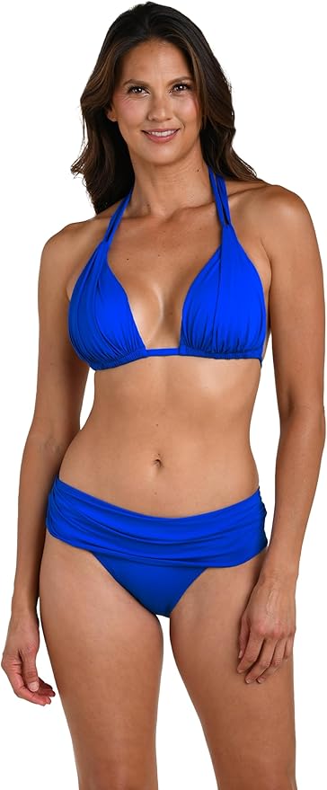 Island Goddess Rouched Halter Bikini Swimsuit Top