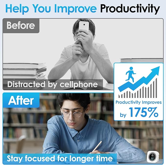 HAUKINIX 99-Minute Visual Timer with Pomodoro Timer Productivity Focus Timer Countdown Stopwatch Desk ADHD for Study, Work, Student, Procrastination, Loud Alarm/Mute/Vibration, 2 Brightness Levels