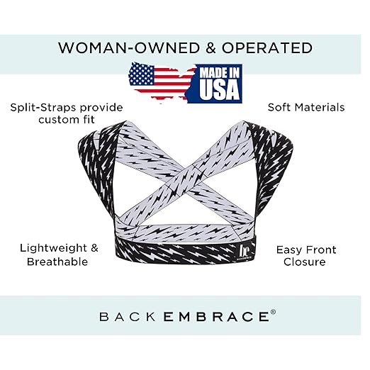 BackEmbrace Posture Corrector for Women and Men - Made in USA - Slim and Adjustable Shoulder Brace - Back Brace for Back Pain Relief - Lightning Bolt XL