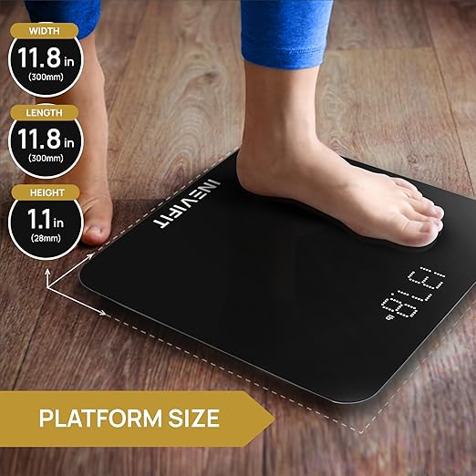 INEVIFIT Bathroom Scale, Highly Accurate Digital Bathroom Body Scale, Measures Weight up to 400 lbs. Includes Batteries