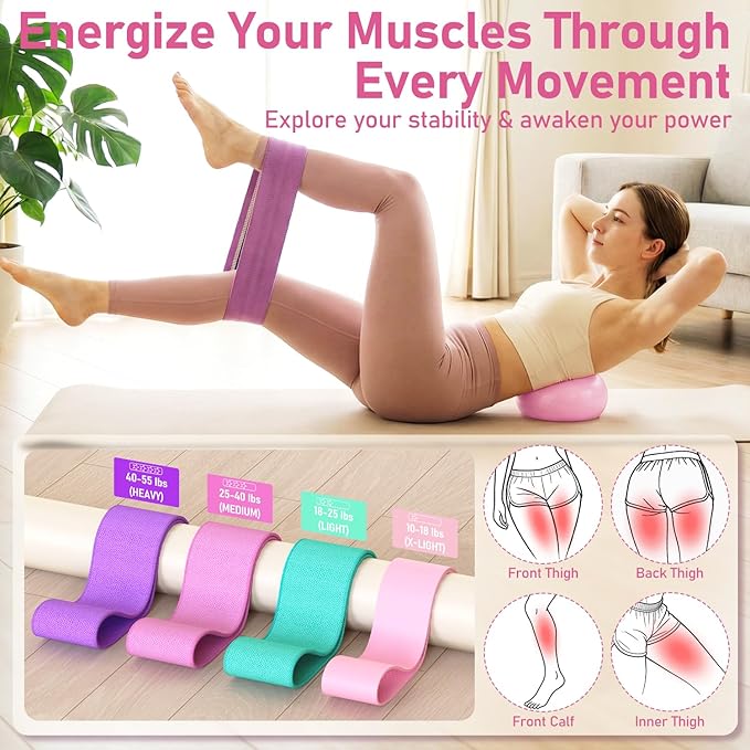 Pilates Kit for Home Workouts, Pilates Essentials Kit for Women, Better Me Pilates Kit,Pilates Equipment with 14.5"Pilates Ring Set,9" Yoga Ball,Cooling Towel,6 Pilates Resistance Bands for Stretching