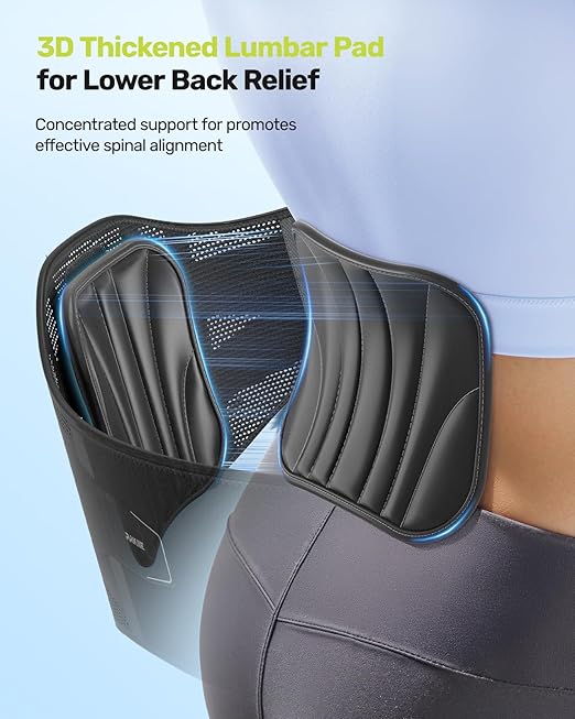 RAKIIE Back Brace for Men Lower Back with 7 Stays, Adjustable Knitted Lumbar Support Belt for Pain Relief, Breathable Soft Mesh Design with Lumbar Pad, Ergonomic Back Support Brace-Gray Size S (Waist: 27.6"-33.5")
