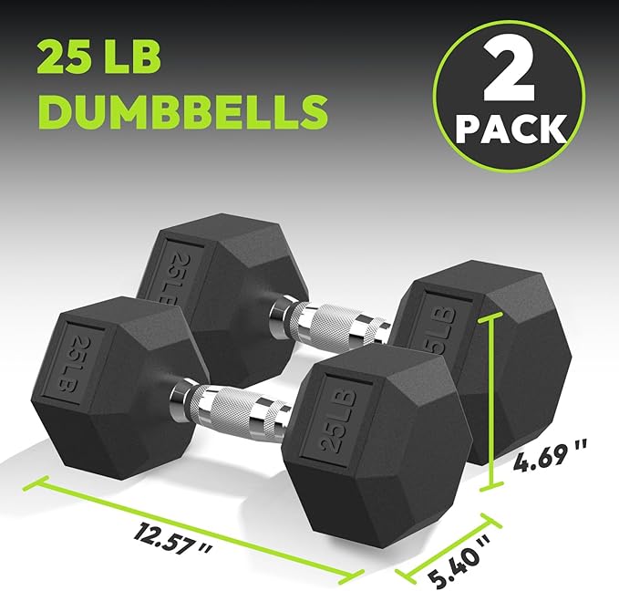Hex Dumbbell Set, 2.5-65 lb Rubber Encased Exercise & Fitness Dumbbells, Weights Dumbbells Set of 2, Hand Weight for Strength Training