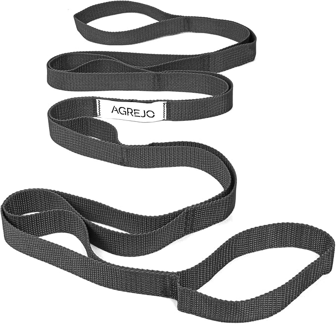 AGREJO Stretching Strap Yoga Strap Physical Therapy for Home Workout, 10 Loops Non-Elastic Stretch Band for Pilates, Flexibility, Exercise and Gymnastics