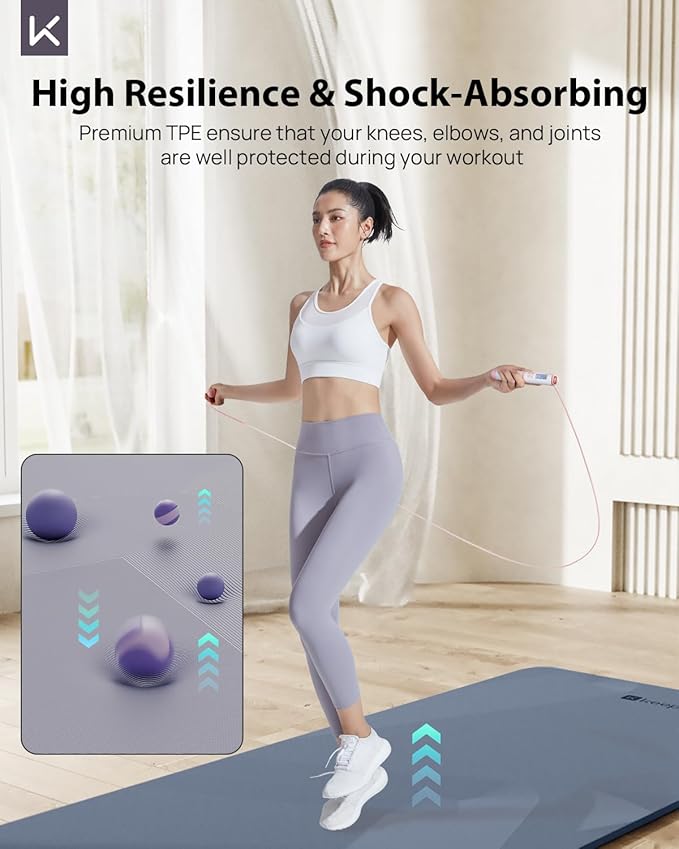 KEEP Yoga Mat - Premium 7mm Thick Exercise Mat, Anti-Tear 32'' Extra Wide Fitness Mat with Strap for Men & Women, Non Slip Pilates Mat for Home Yoga, Pilates, Gym, Stretching, Floor & Fitness Workouts