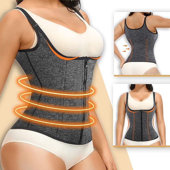 YADIFEN Waist Trainer for Women,Zipper Corset Body Shaper for Tummy Control Neoprene Cincher Sweat Sauna Vest Tank Top