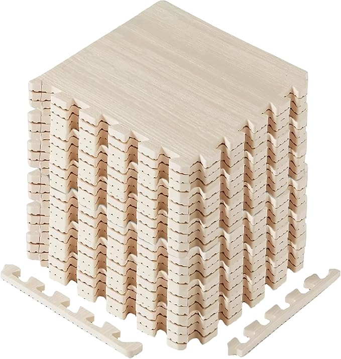 Yes4All EVA Interlocking Mats, Puzzle Floor Tiles, Foam Floor Padding with Border for Furniture, Home Space, Living Room, Garage 11,22,32 SQFT