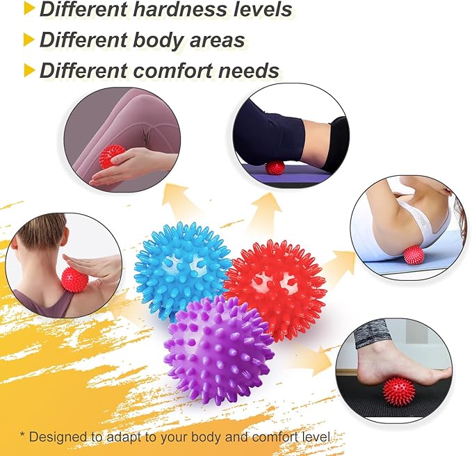 3-Pack Massage Balls for Office Workers with Different Hardness for Daily Muscle Relief