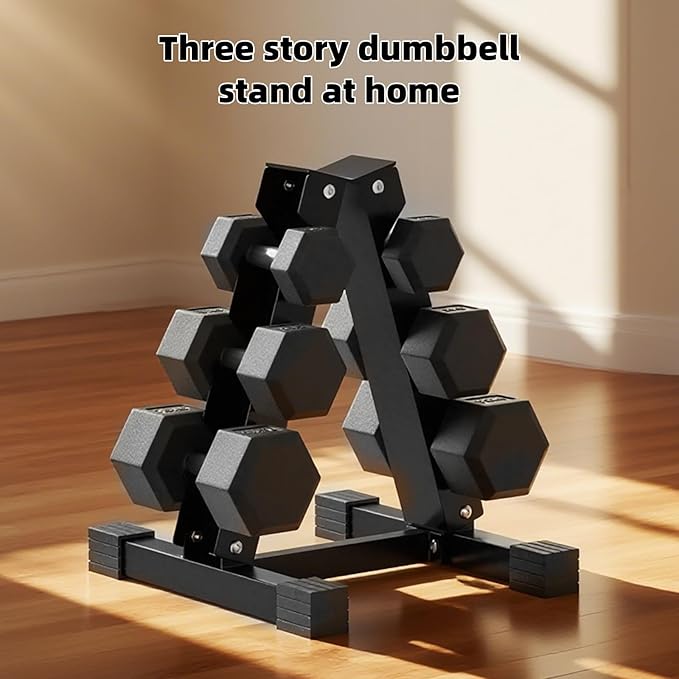 4-Tier Dumbbell Rack Stand, A-Frame Metal Weight Rack with Handle – Space-Saving Strength Training Dumbbell Storage for Home Gym