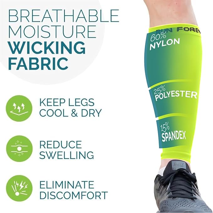 Run Forever Calf Compression Sleeves for Men and Women - Leg Compression Sleeve - Footless Compression Socks for runners