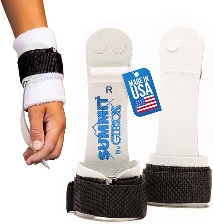 Gibson Summit Ring Gymnastic Grips for Boys, Durable Leather Grip for Secure Grip, Hand Grips for Early Competitor Gymnasts, Gymnastics Grips for Boys - Made in USA