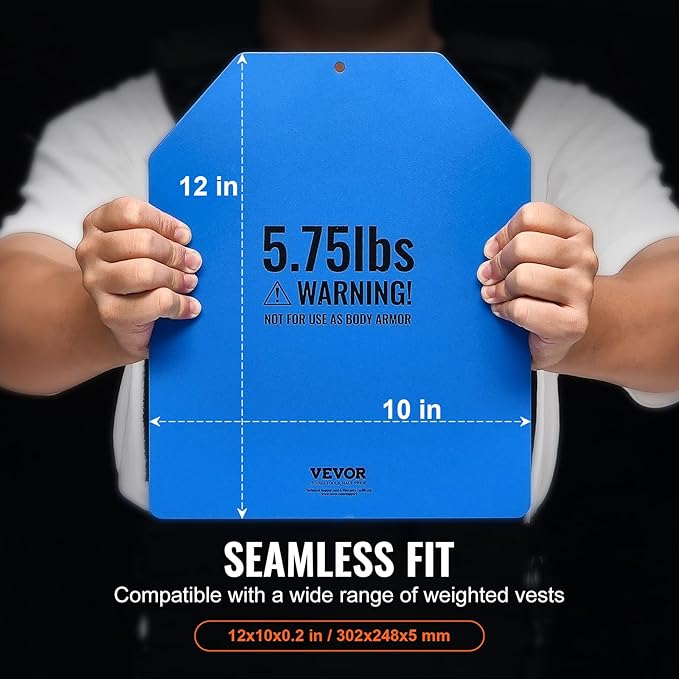 VEVOR Weight Vest Plates, 5.75/8.75/14.5/19.75 LB Pairs, Premium Steel Weighted plates, Additional Weight for Weight Vests, for Strength Training, Running, Fitness, Heavy Workouts