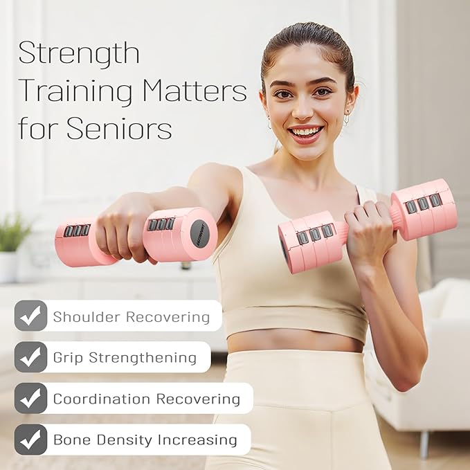 EAST MOUNT Adjustable Dumbbells 5 lb Dumbbells Set of 2 / Pair 10 lb Total Free Weights 6 in 1 Women Hand Weights for Home,Office,Gym Exercise Training 2lb 3lb 4lb 5lb Fast Adjust