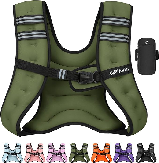 Weighted Vest Woman 5lb/8lb/10lb/12lb/15lb/20lb/25lb/30lb Weight Vest for Women Men, Rucking Vests with Reflective Stripe for Running Workout Walking Strength Training Weight Loss Fitness Weightlifting