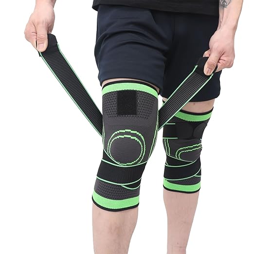 2 Pack Knee Wraps for Pain Relief, Knee Wrap Knee Compression Sleeve Knee Sleeves for Men Women Compression Knee Brace, Knee Band for Knee Pain Relief, Knee Brace for Arthritis Pain and Support (Green, X-Large)