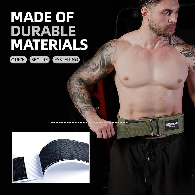 Durable Weight Lifting Belt, 4'' Wide Gym Belt for Bodybuilding, Powerlifting, Squats, Deadlift - Provides Lumbar Support & Stability for Men & Women