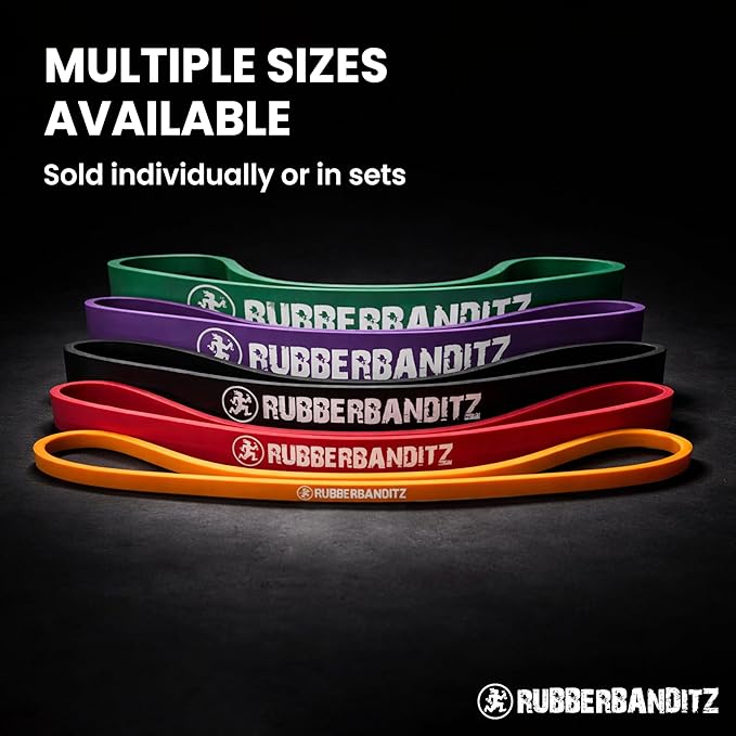 Rubberbanditz Extra Thick Booty Bands - for Glutes and Legs Workouts - Includes eGuide for Women - Mini Loop Exercise Band Engages HIPS, Thighs, Butt, and Abs - 5 Mini Resistance Band Sizes 5-100 lbs