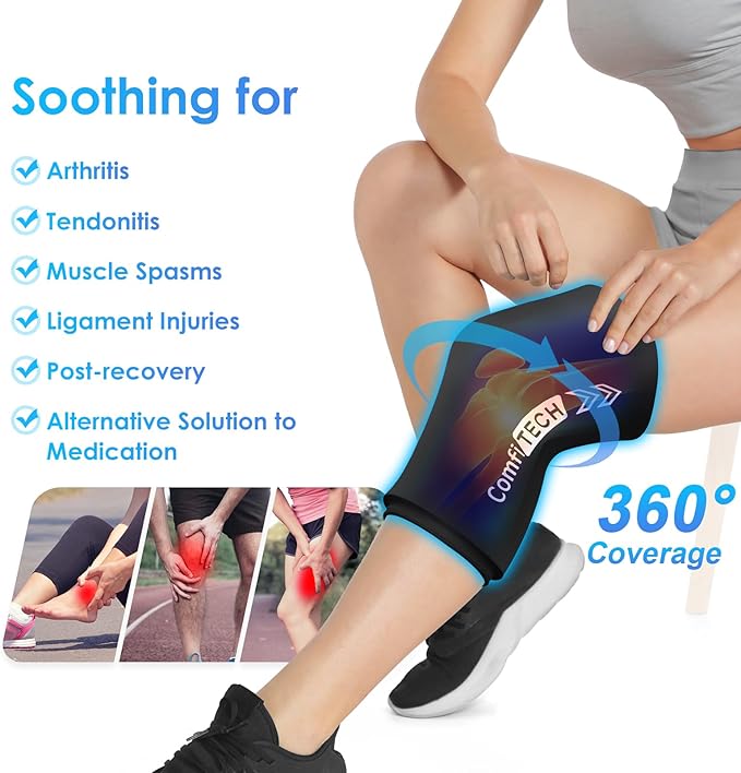 Comfitech Knee Ice Sleeve for Cooling Application, Flexible Cold Gel Pack Reusable, Medium