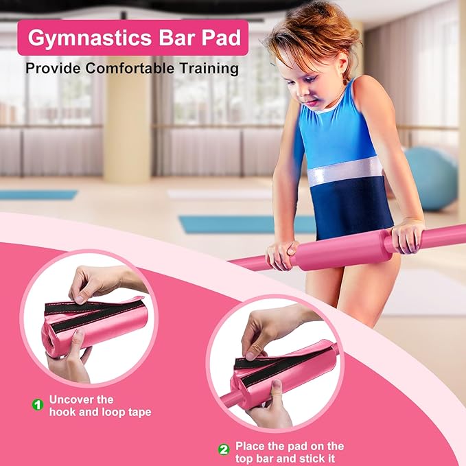 Gymnastic Bars for Kids with Adjustable Height, Folding Gymnastic Training Kip Bar, Expandable Horizontal Bar for Home