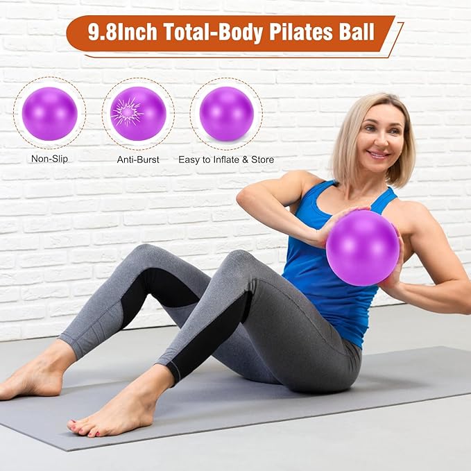 Pilates Equipment Kit for Home Workout, Pilates Ring and Ball Set for Women, 14'' Magic Circle Essentials Accessories Kit, Wrist Weights, Resistance Bands, Yoga Strap, Socks, Bag
