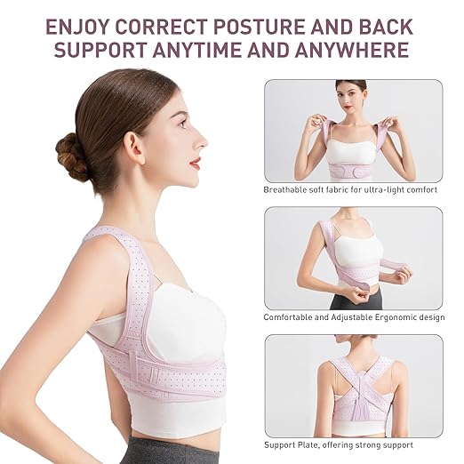 NLNYCT Posture Corrector For Women, Adjustable Back Brace For Posture, Back Posture Corrector Providing Pain Relief From Lumbar, Shoulder,Neck, And Clavicle, Back (L/XL 35-44 Inch)