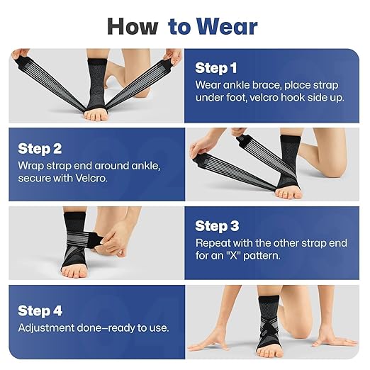 PAPLUS 2 Pairs Ankle Braces for Men & Women Plantar Fasciitis Relief- Adjustable Ankle Support for Foot Pain, Achilles Tendonitis Brace - with Removable Strap for Swelling Black